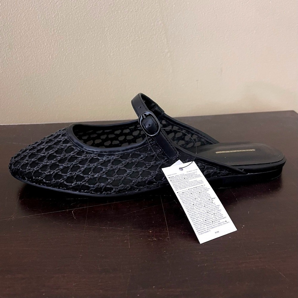 Banana Republic Womens Black Woven Mesh Mary Jane Mules Flats Size 9 - Picture 2 of 6